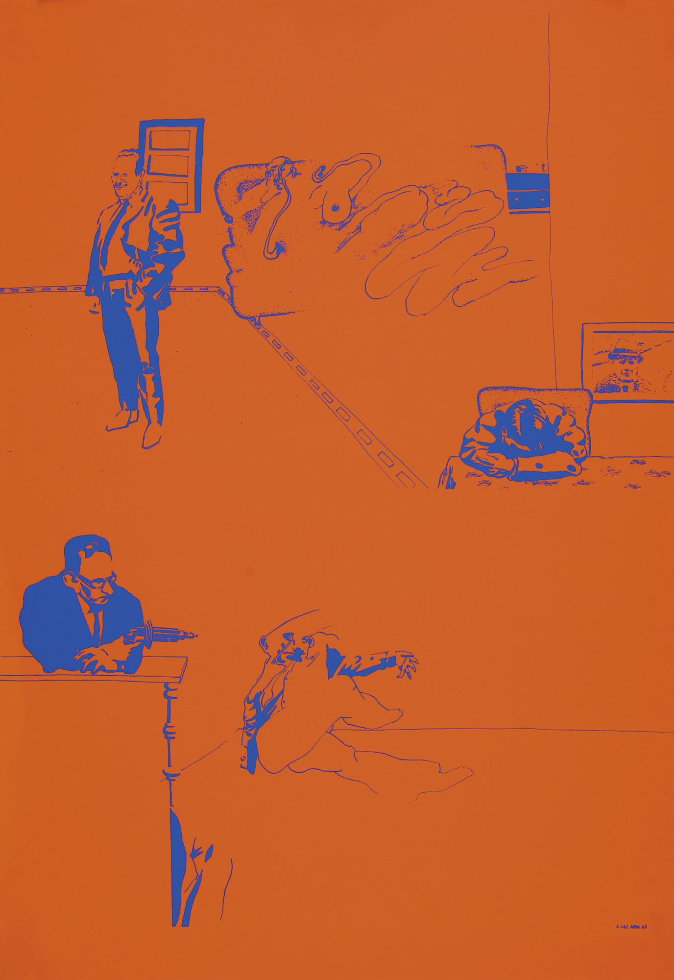 «Doppelleben», 1967. Zwischen 1965 und 1967 gelangt Uwe Lausen über die Rezeption der Pop Art zu oft aggressiven, gesellschaftskritischen Werken. (Bild: pd)